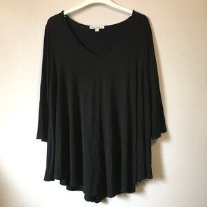 Green Envelope USA Made Witchy Black Reverse Handkerchief Hem A-Line Shirt